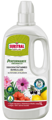 Dekoratiivtaimede, suvelillede, pelagoni, petuunia jt väetis Performance Organics™